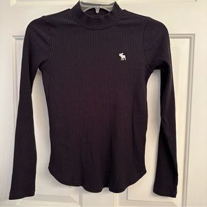Abercrombie Kids Ribbed Long Sleeve Black Mockneck Top 11/12